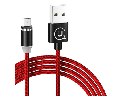 Kabel USAMS Kabel magnetyczny U-Sure microUSB1m 2,1A pleciony czerwony